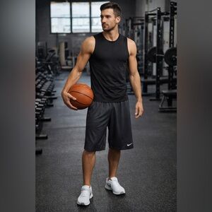 Nike Men’s Mesh Athletic Shorts Dark Blue Basketball Gym Size L Elastic Waist